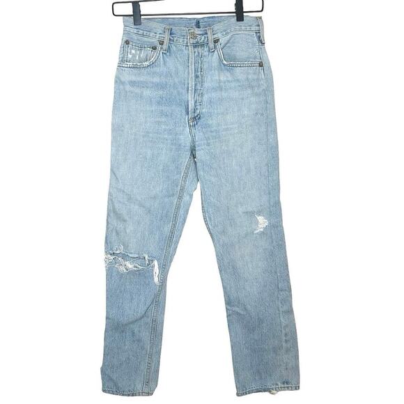Agolde Women’s Riley High Rise Distressed Crop Jeans Size 26 - Picture 3 of 9